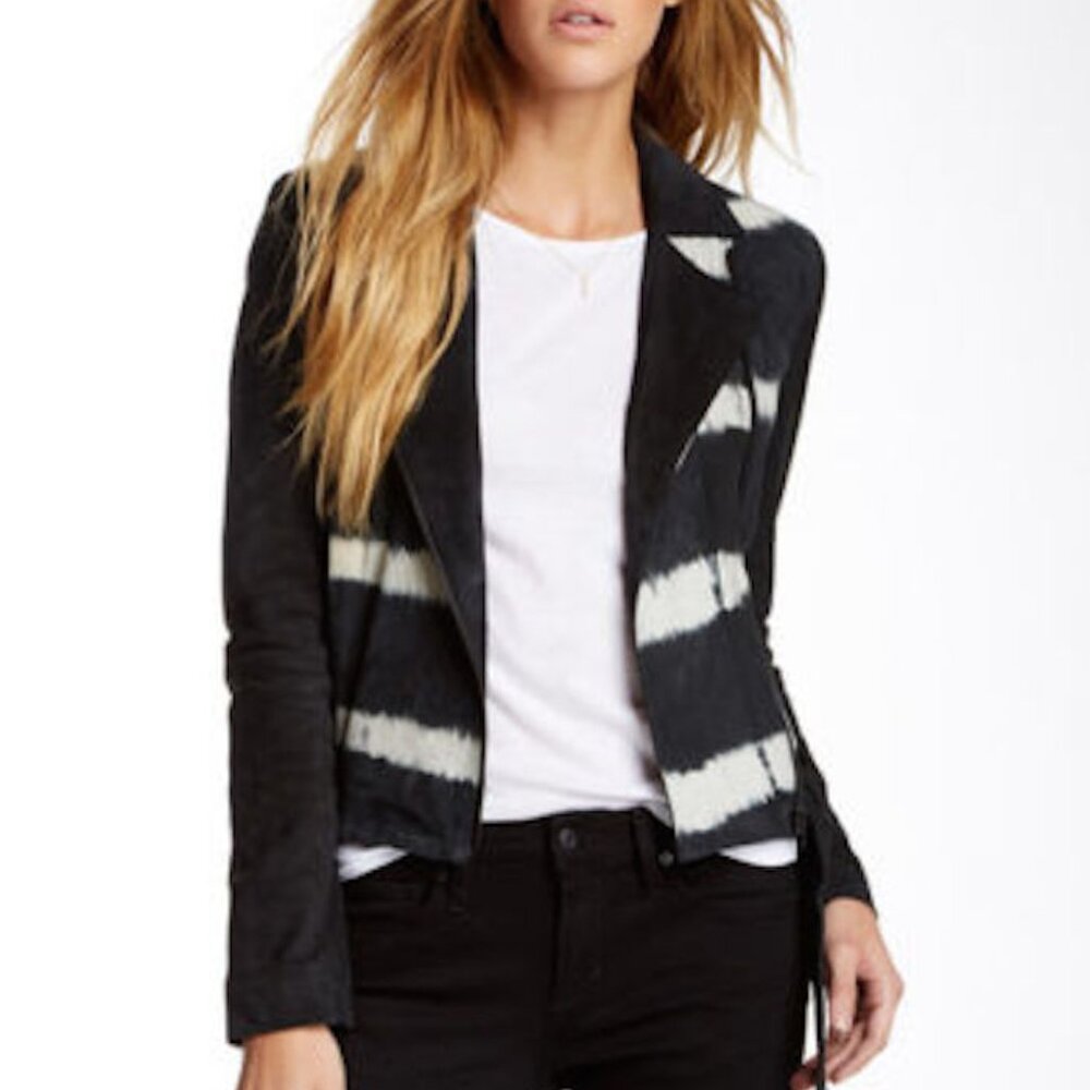 Joe's Jeans Tie Dye Suede Leather Moto Biker Jacket